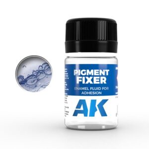 Clear Pigment Fixer for artists enhances enamel adhesion in painting projects.