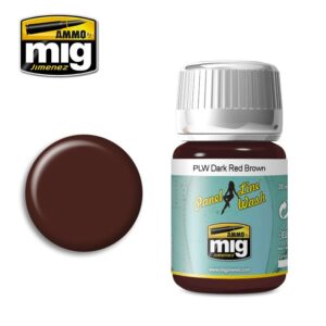 Ammo by Mig Jimenez PLW Dark Red Brown paint, ideal for detailing models and dioramas.
