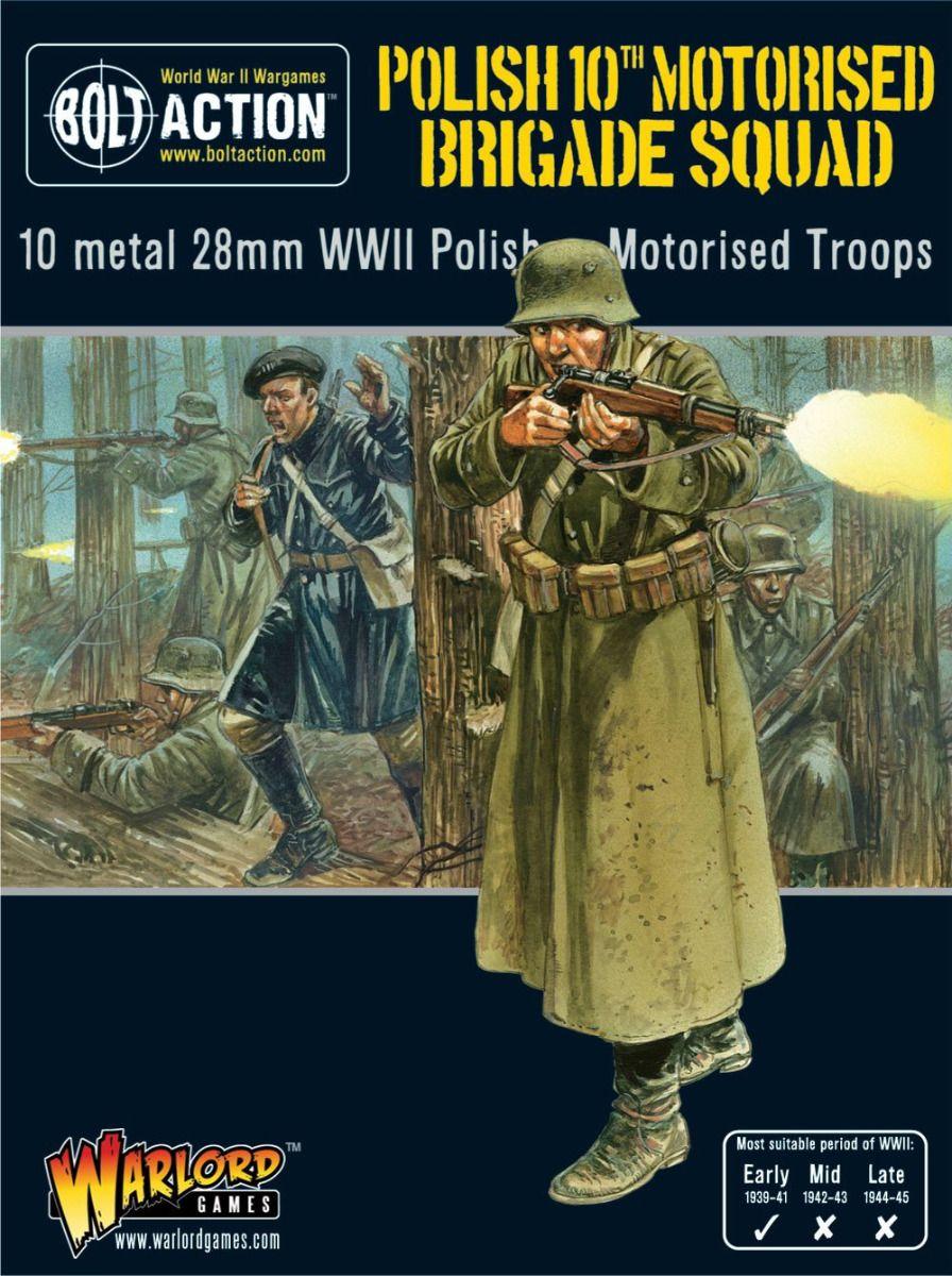 Polish 10th Motorized Brigade WWII miniatures capture historic military action in dynamic poses.