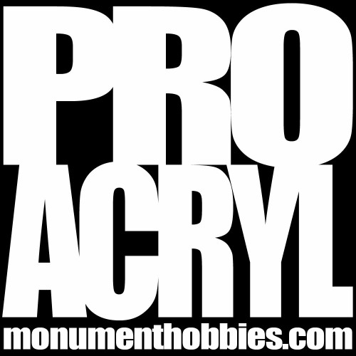 Bold Pro Acryl logo on a black background, showcasing modern artistic supplies branding.