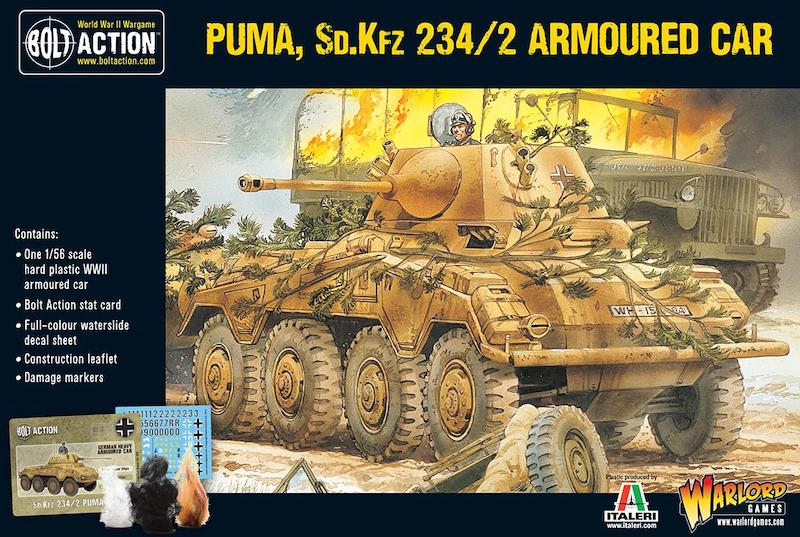 Puma Sd.Kfz 234/2 model kit for Bolt Action gamers and hobbyists, detailed 1:48 scale.