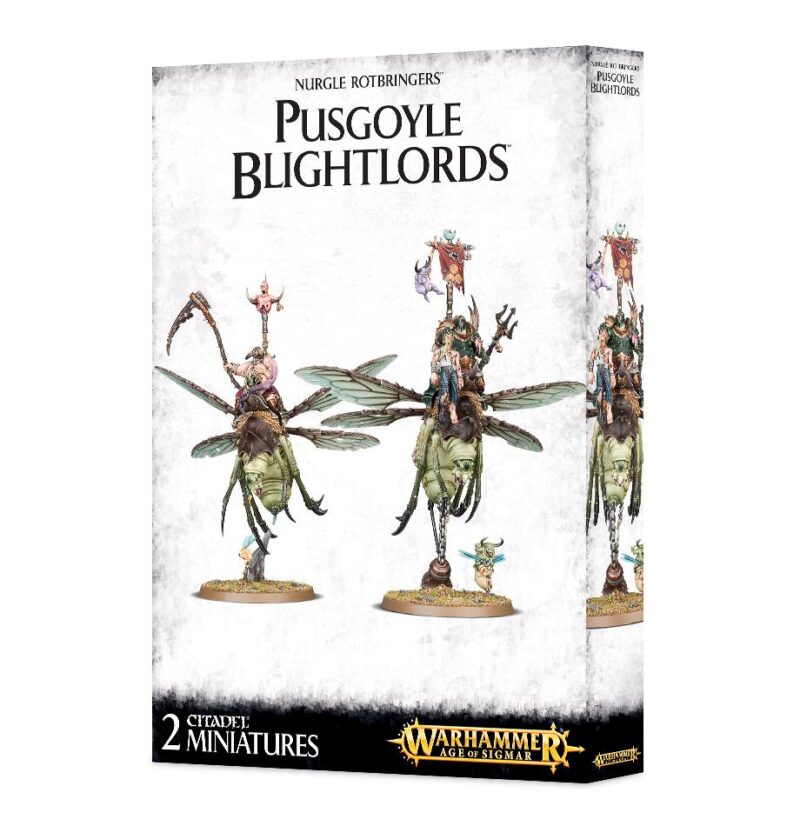 Pusgoyle Blightlords: Two detailed miniatures embodying decay for Warhammer Age of Sigmar gameplay.