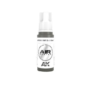 AK RAF Dark Green model paint in a sleek container for miniatures and scale models.