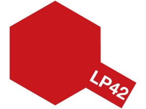 Red hexagon with LP42 label, modern design for branding and signage.
