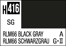 RLM66 Black Gray color sample card, featuring H416 code and bilingual labels for precise reference.