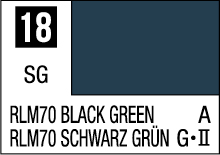 RLM70 Black Green paint swatch card: deep green with black undertones, military historical significance.