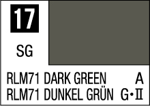 RLM71 Dark Green color swatch for modeling, featuring deep green with German translation.