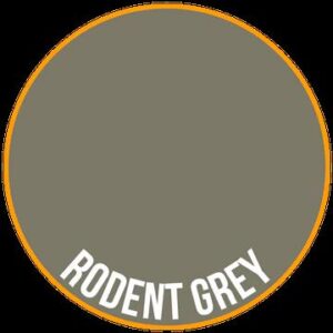 Rodent Grey circle with orange border and bold white text. Modern minimalist design.