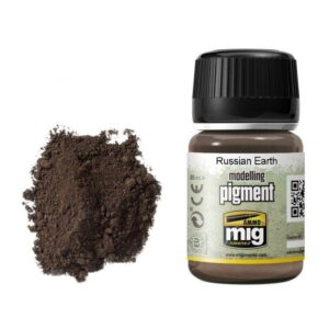 Russian Earth modeling pigment enhances dioramas with realistic weathering effects and rich dark brown tones.