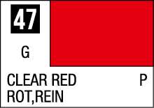 Vibrant clear red color block design with identifier 47 and G, showcasing color clarity.