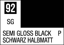 Semi Gloss Black color swatch 92 showcasing a rich black finish with subtle shine.