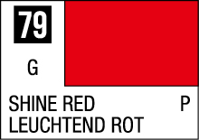 Vibrant Shine Red Color Swatch 79 with German translation, showcasing bold and glossy appeal.