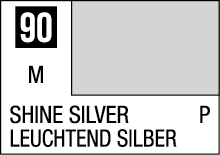 Shine Silver Color Swatch S-090 with gray sample and bilingual labeling for easy identification.