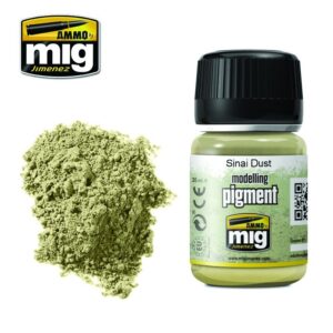 Sinai Dust pigment by AMMO enhances model details with realistic earthy tones and quality packaging.