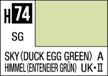 Sky Duck Egg Green color reference H74, featuring a soft muted green shade.