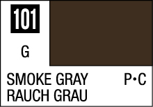 Smoke Gray color swatch 101, versatile earthy tone for design, labeled in English and German.