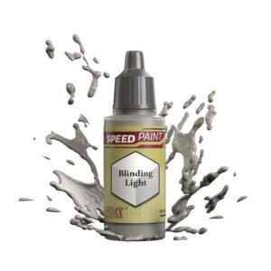 Sleek Speed Paint bottle labeled Blinding Light with dynamic gray paint splashes on white background.