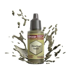 Sleek Speed Paint bottle in Howling Sand with dynamic splashes, perfect for creative projects.