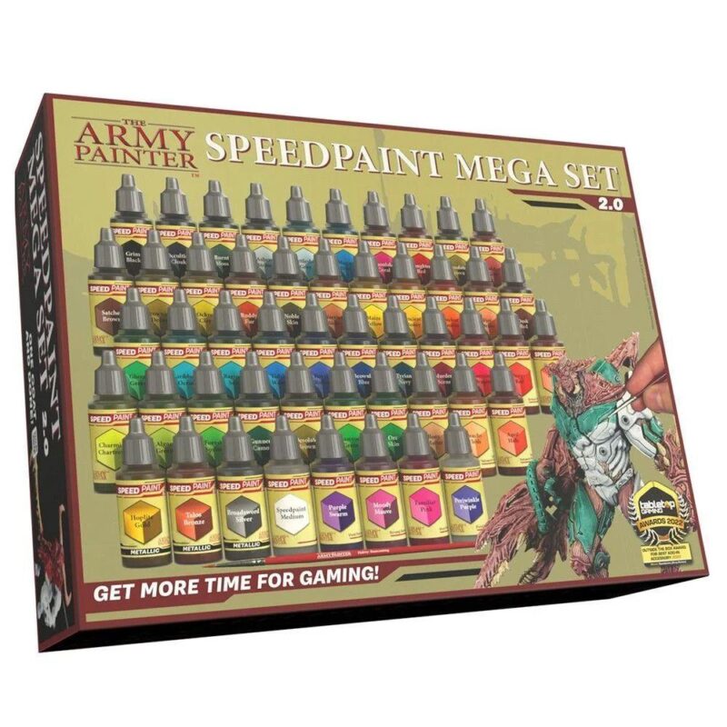 Speedpaint Mega Set 2.0: 60 colors for efficient miniature painting and enhanced gaming creativity.