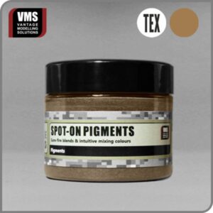 Earthy brown Spot-On Pigments in a sleek jar, perfect for modelers and diorama enthusiasts.