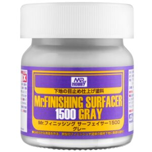 Mr. Finishing Surfacer 1500 Gray for smooth model finishes before painting.