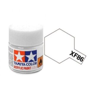 Tamiya XF-86 acrylic paint jar, milky white color, perfect for model building and crafting.