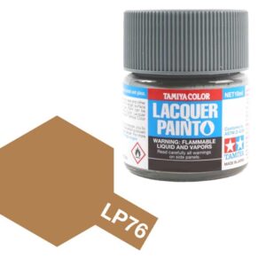 Tamiya LP76 lacquer paint jar in warm earthy brown, ideal for modeling and artistic projects.