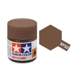 Tamiya XF-52 acrylic paint jar, rich brown color, ideal for modeling and craftsmanship projects.