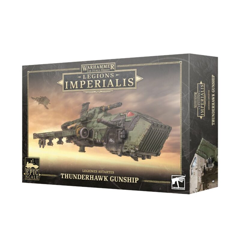 Thunderhawk Gunship box from Warhammer 40,000, featuring stunning artwork and intricate model details.
