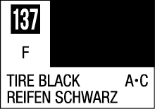 Color label for Tire Black 137, featuring dual-language text and a visual black square.