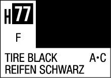 Tire Black safety label H77 with multilingual details and handling symbols A•C.