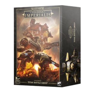 Epic Titan Battle Group expansion for Warhammer Legions Imperialis with dynamic combat artwork.