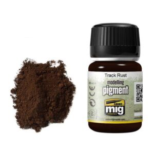 Track Rust pigment for realistic weathering effects in scale models and dioramas.