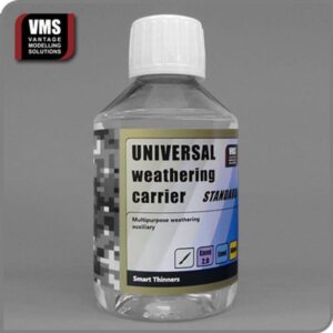 Vantage Modelling Solutions Universal Weathering Carrier bottle for realistic model weathering effects.