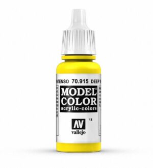 Vibrant Vallejo 70.915 Deep Yellow acrylic paint in a sleek, modern squeeze bottle.