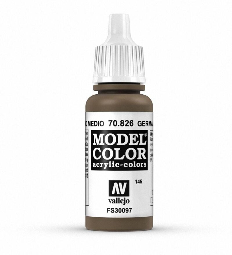 Vallejo Medium Brown Acrylic Paint 70.826 with precise dropper cap for model painting.