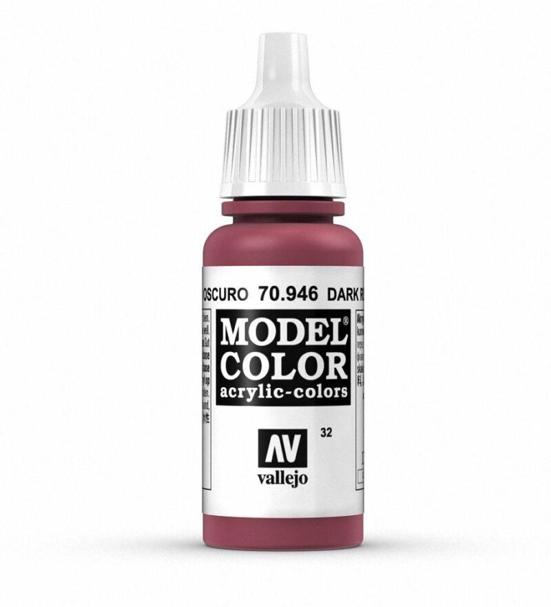 Vallejo Dark Red acrylic paint for model painting, featuring a dropper for precise application.