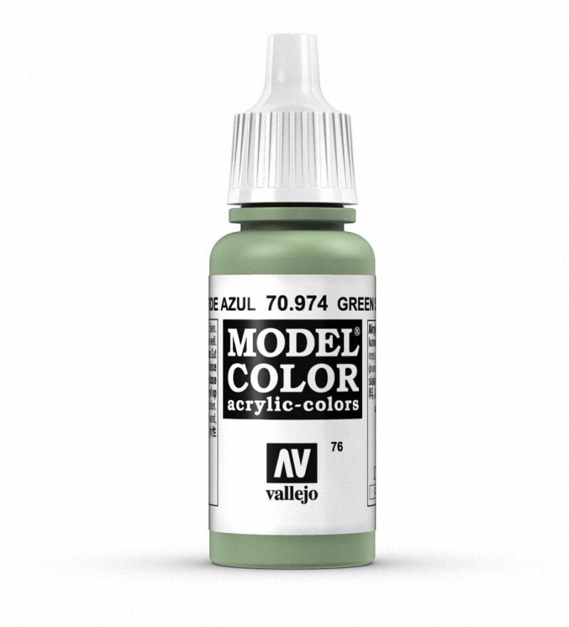Vallejo 70.974 green model paint in a precise dropper bottle for detailed painting.