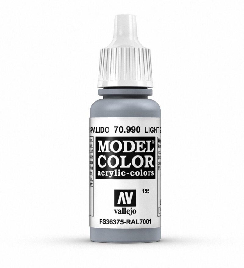 Vallejo Model Color Light Grey Acrylic Paint 70.990 in a sleek, easy-to-use bottle.