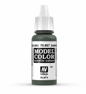 Vallejo RLM74 Dark Green acrylic paint for precise model painting in military projects.