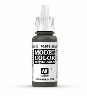 Vallejo Model Color 70.979 acrylic paint in a sleek black bottle for artists and modelers.