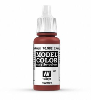 Vallejo Model Color acrylic paint in rich reddish-brown, ROJO 70.982 CAVAL, features a dropper top.