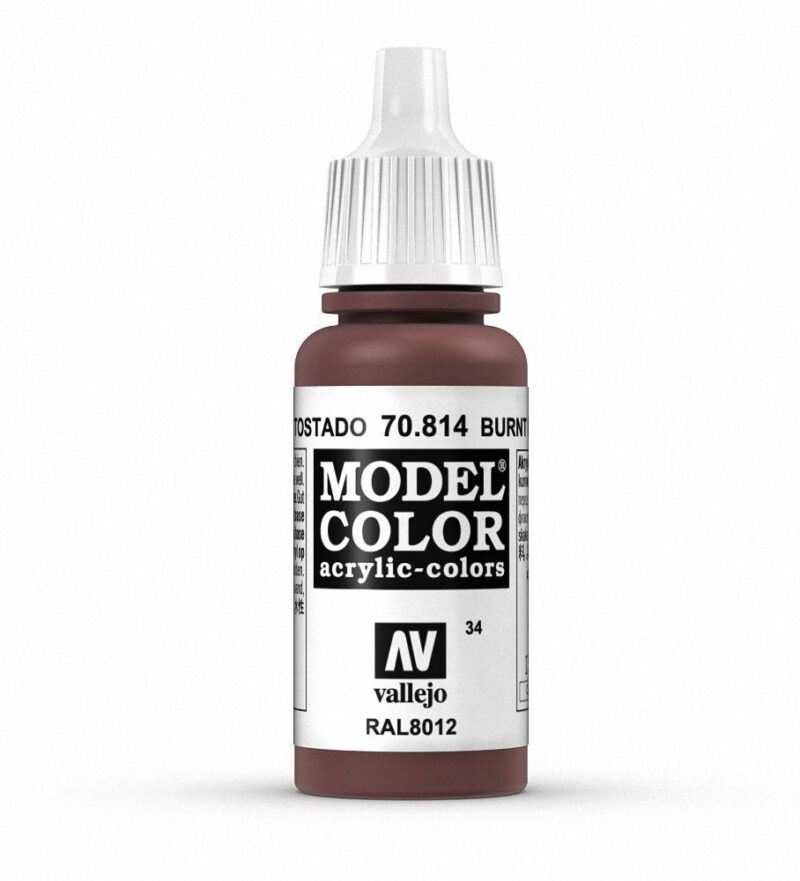 Vallejo Model Color acrylic paint, dark brown 70.814, perfect for model painting projects.