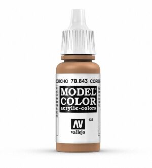 Vallejo Model Color Cork 70.843 acrylic paint bottle in warm brown for model painting.