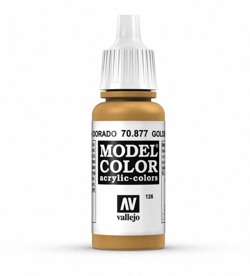 Vallejo 70.877 Gold Acrylic Paint for Models - Precision Dropper Cap and Vibrant Color.