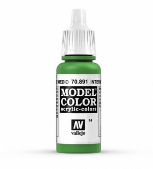 Vibrant green Vallejo Model Color acrylic paint for precise model painting applications.