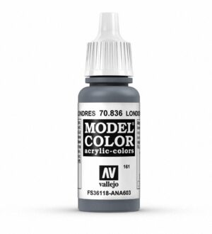 Vallejo Model Color London Grey 70.836 acrylic paint bottle for precise modeling applications.