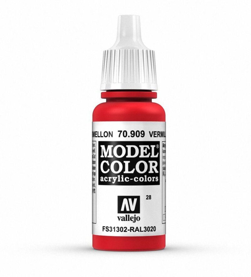 Vallejo Model Color Bright Red Acrylic Paint 70.909 in a compact, user-friendly bottle.