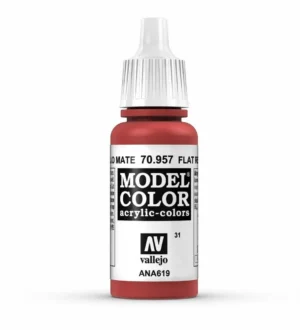 Vallejo Model Color Red 70.957 Flat Acrylic Paint with precise dropper for detailed application.