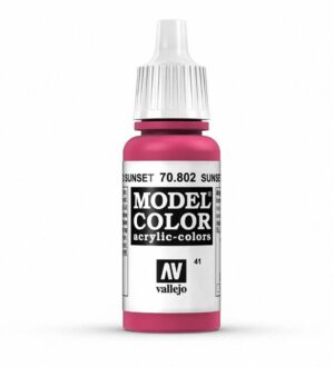 Vallejo Model Color Sunset Pink acrylic paint, ideal for precise applications by artists and modelers.